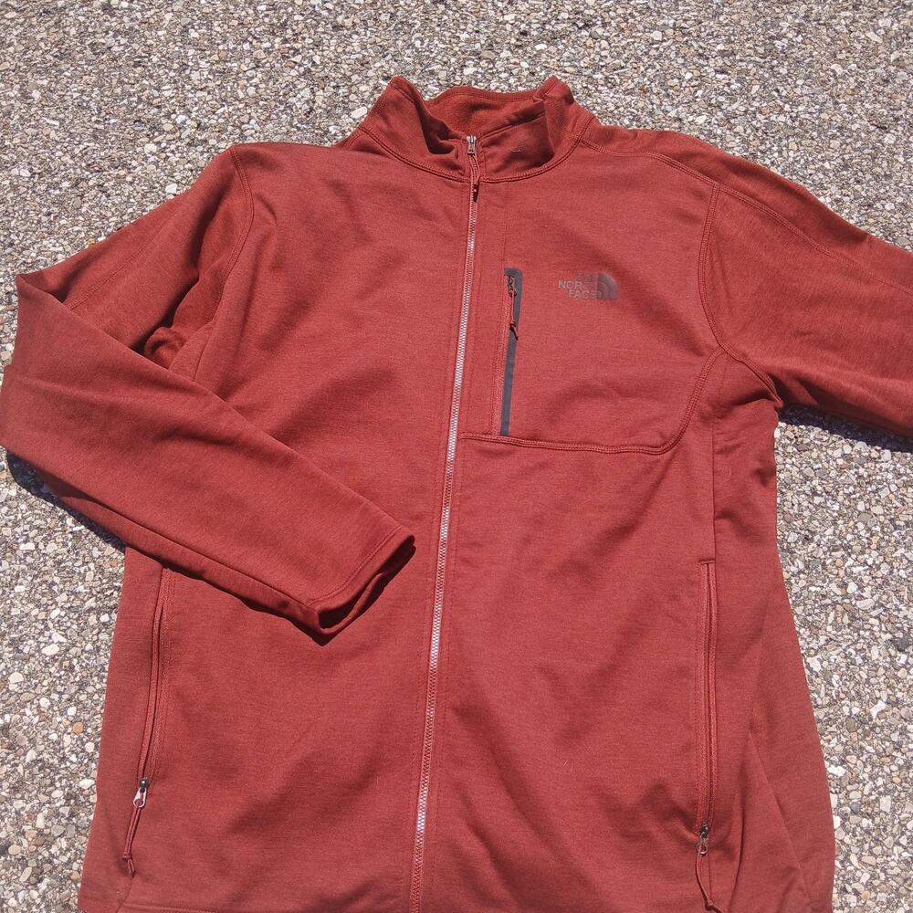 The North Face Jacket Mens XL Red Fleece Full Zip Pockets Outdoor Hiking Casual
